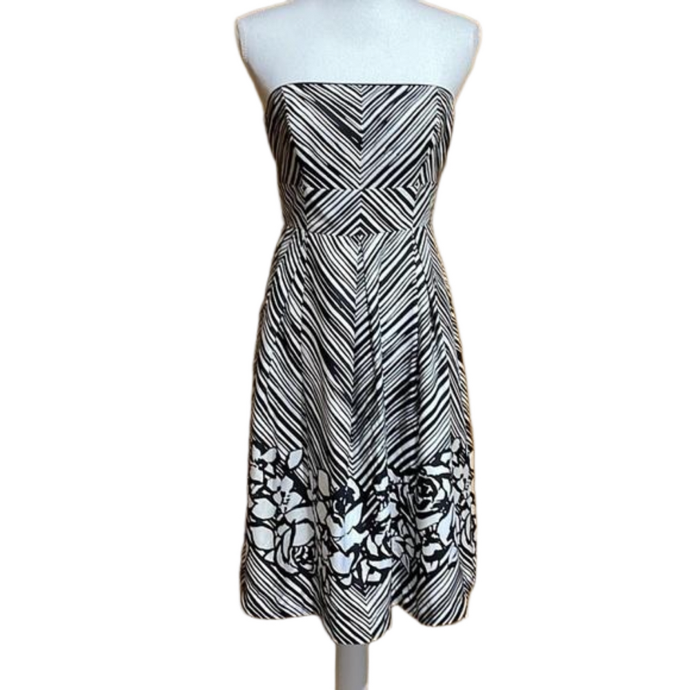 White House Black Market Silk Strapless Dress- EUC
